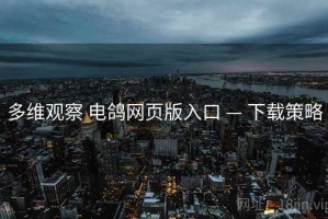 多维观察 电鸽网页版入口 — 下载策略